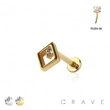 MULTI CZ CZ RHOMBUS THREADLESS (PUSH IN) 316L SURGICAL STEEL LABRET SET